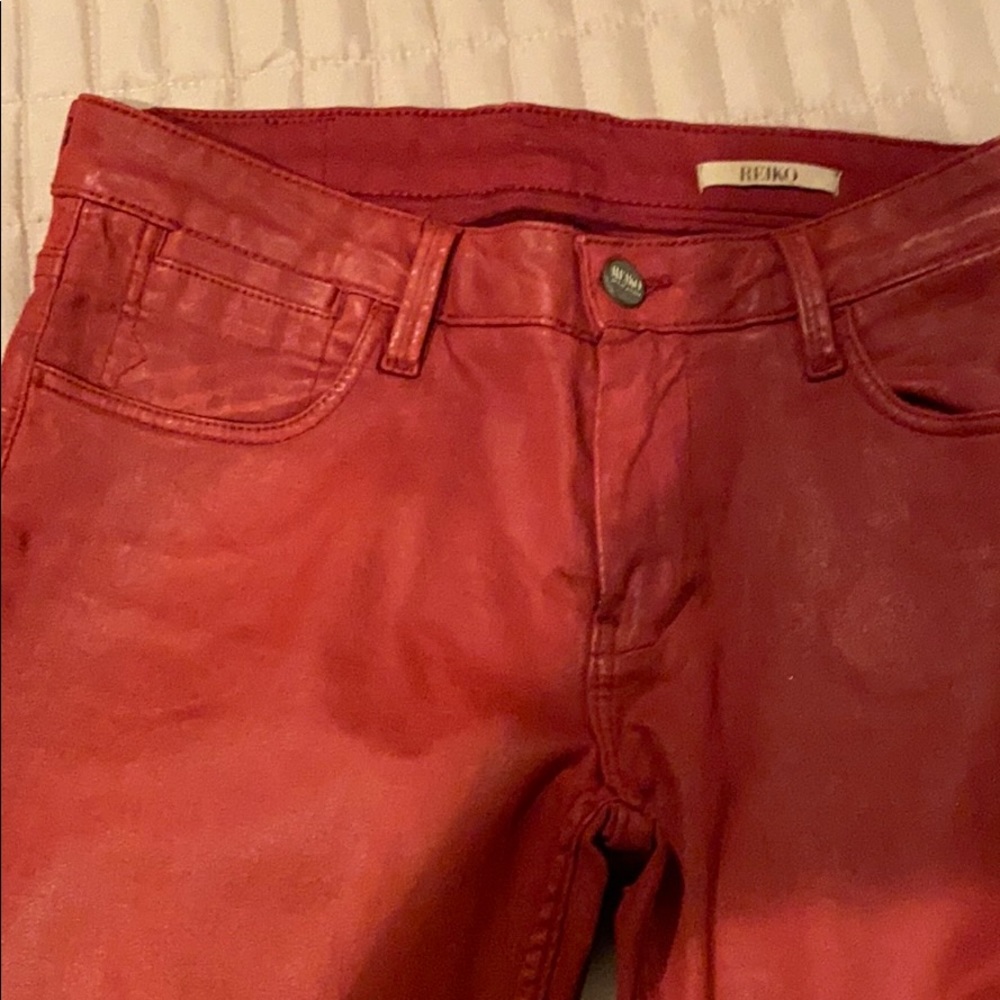 Reiki Red Pleather Jeans Size 27 View 2